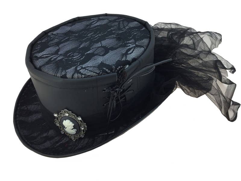 Black Lace Victorian Top Hat