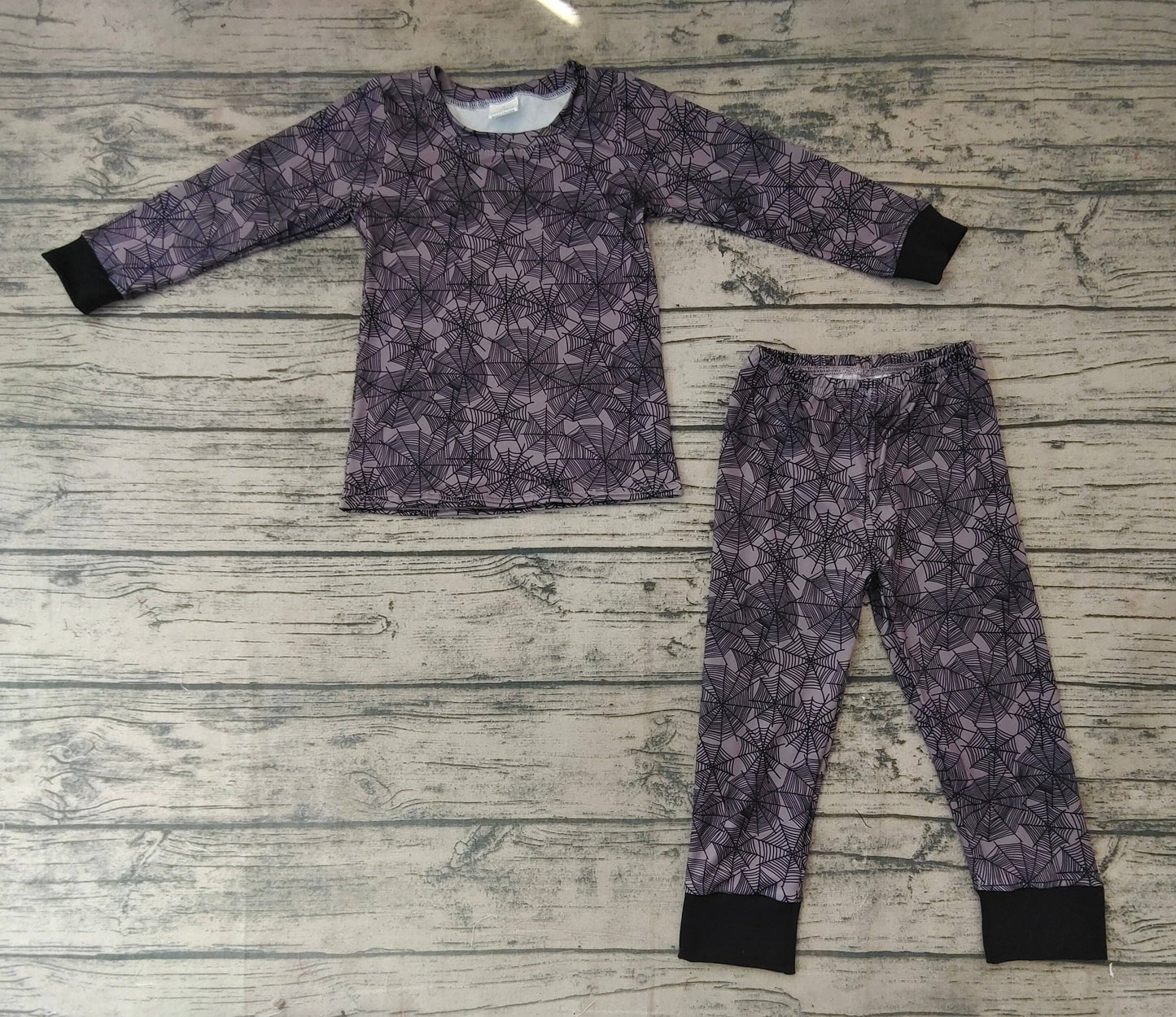 Baby Boys Black Spider Web Pajamas Clothes Sets