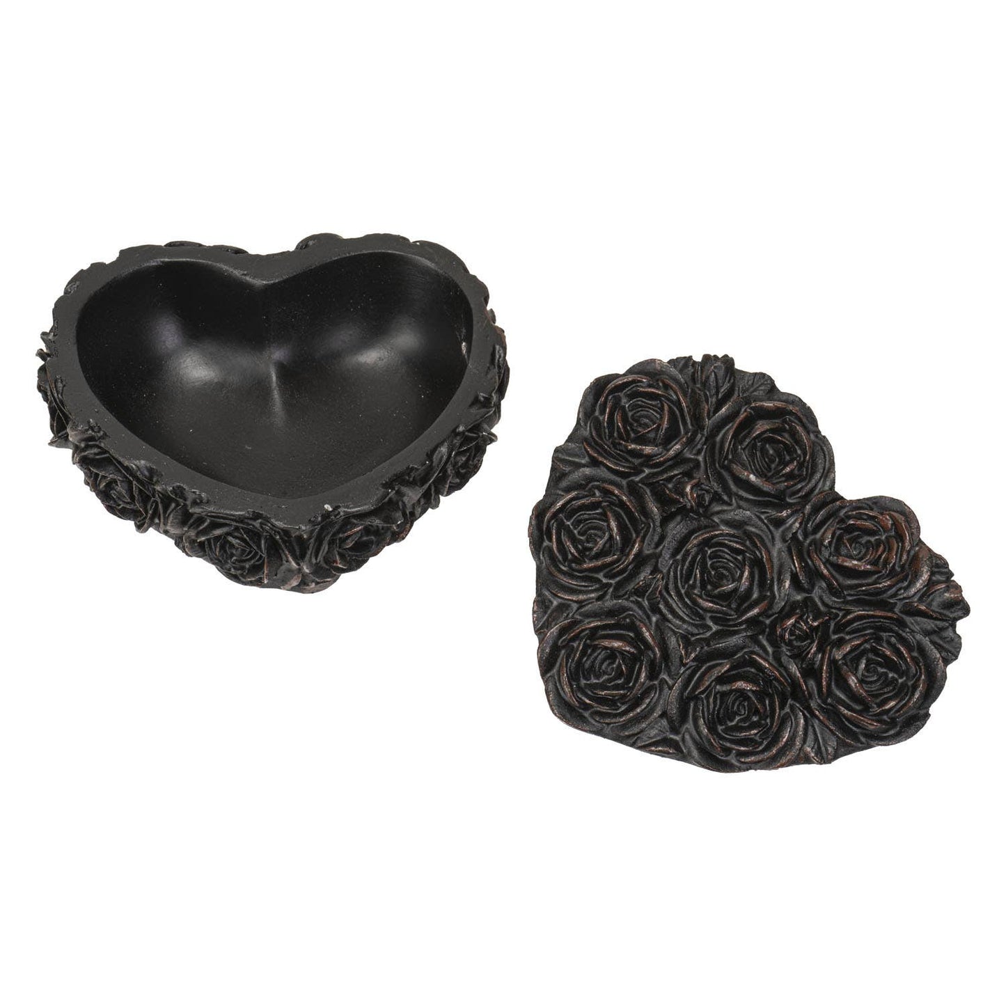 Small Black Roses Heart Box Jewelry Organizer