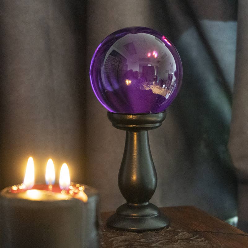 Small Purple Crystal Ball and Stand