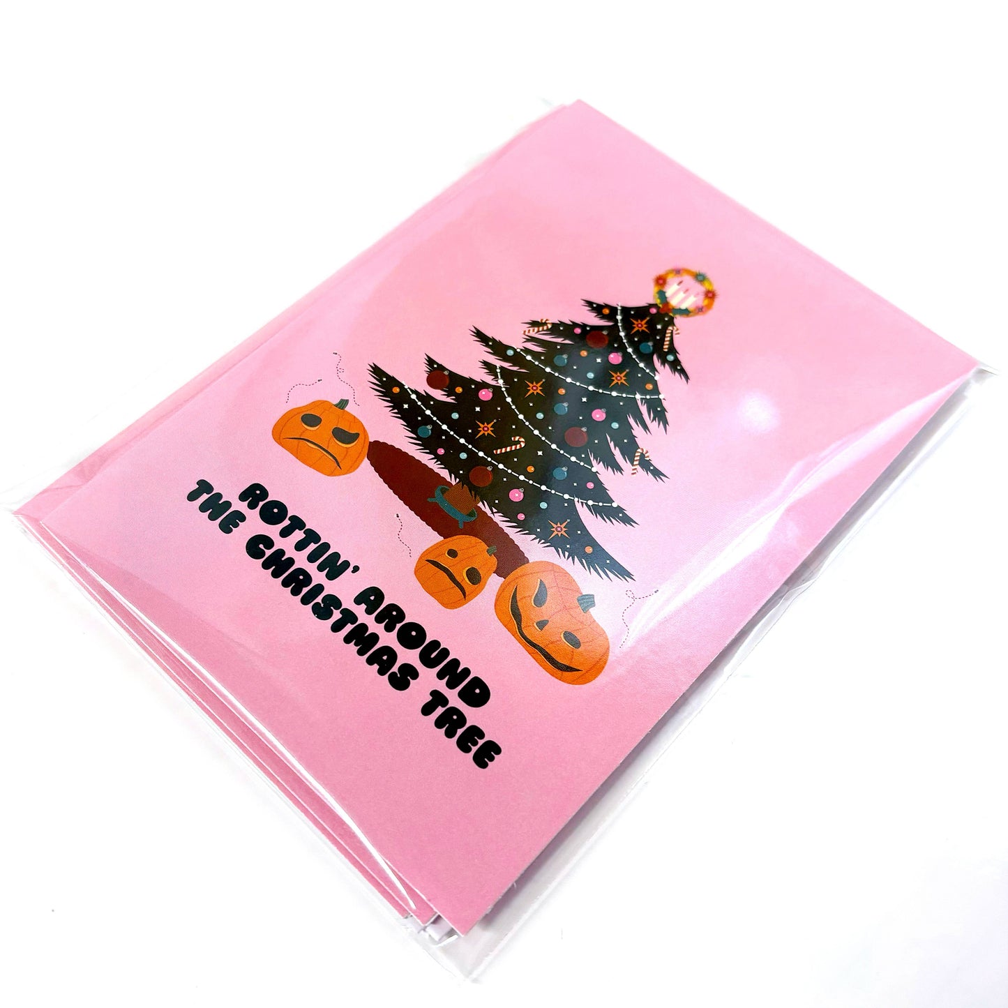 Rottin' Around The Christmas Tree Spooky Holiday Card