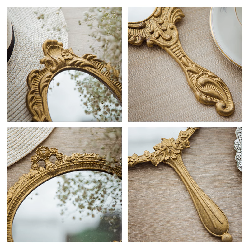 French Alloy Wall Mirror With Hand-Held Style A