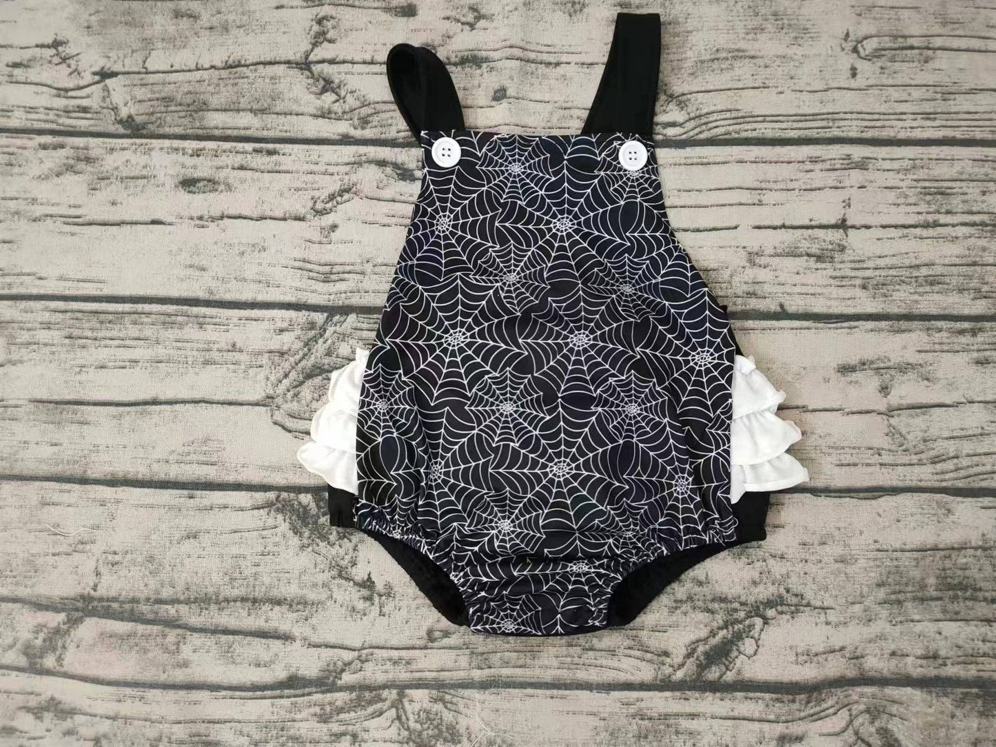 Baby Girl Spider Web Ruffle Bubble Romper
