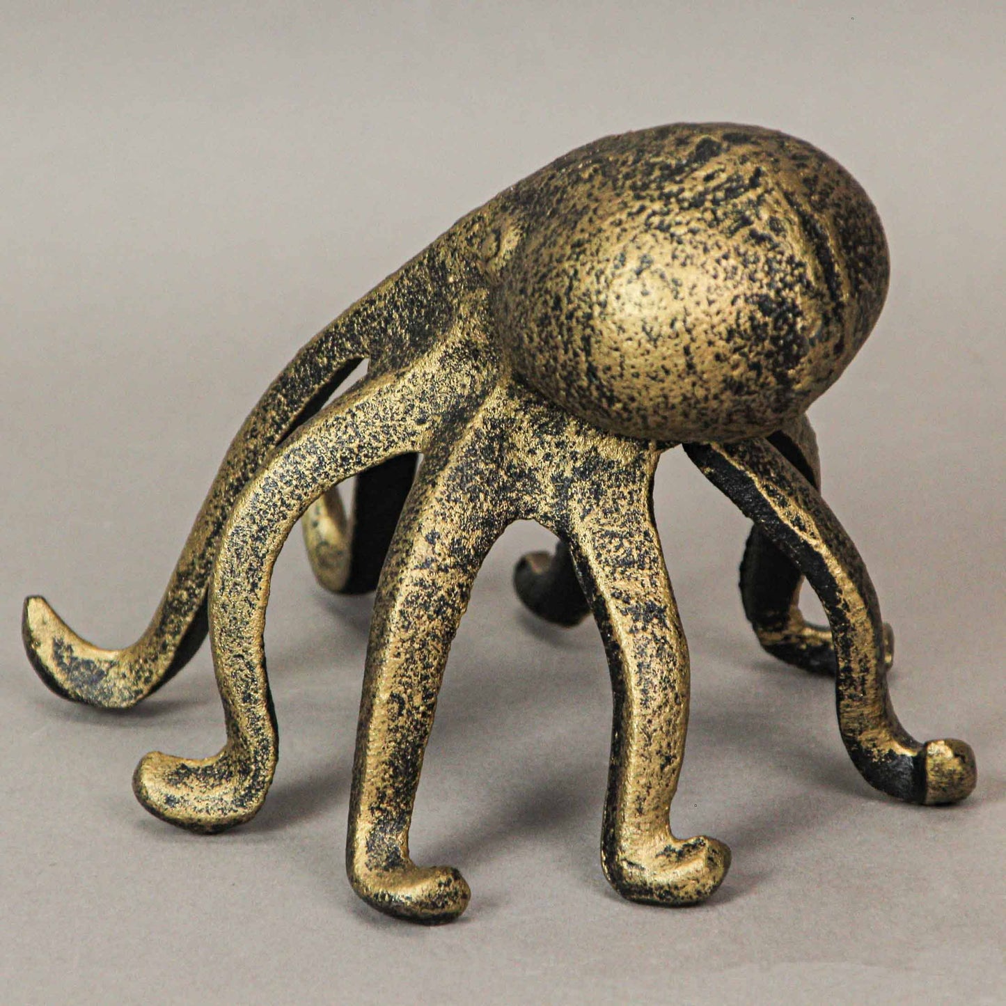 Pair of Antique Gold Cast Iron Octopus Bookends Home Décor