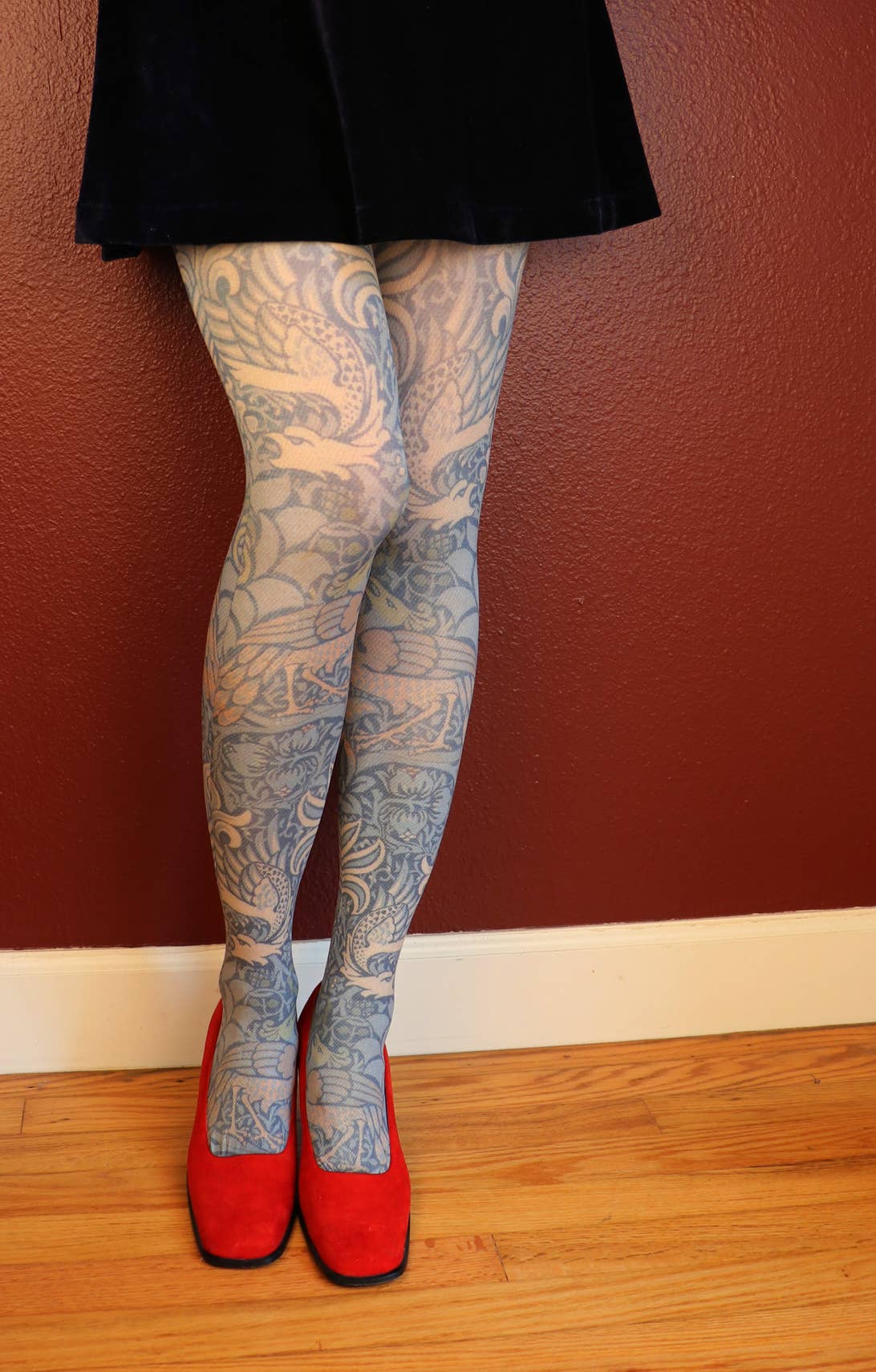 PEACOCK AND DRAGON by WILLIAM MORRIS Printed Art Tights