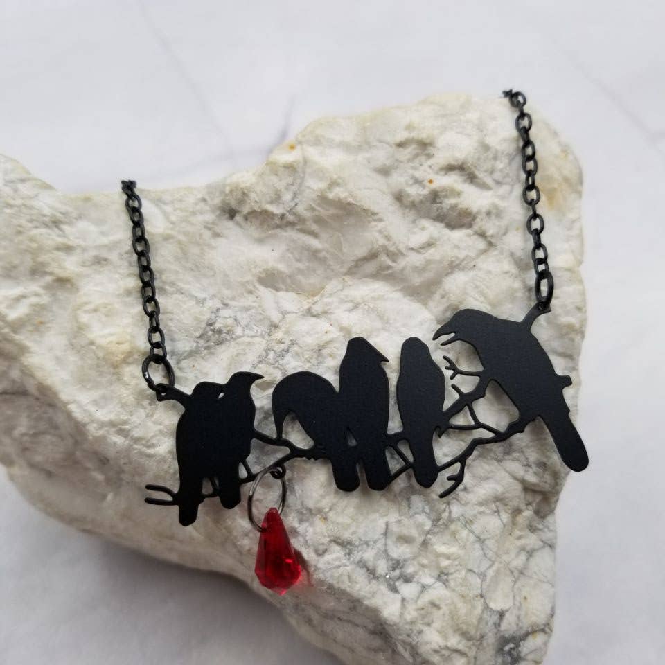 Goth Black Raven Necklace