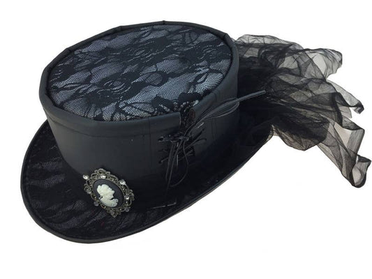 Black Lace Victorian Top Hat