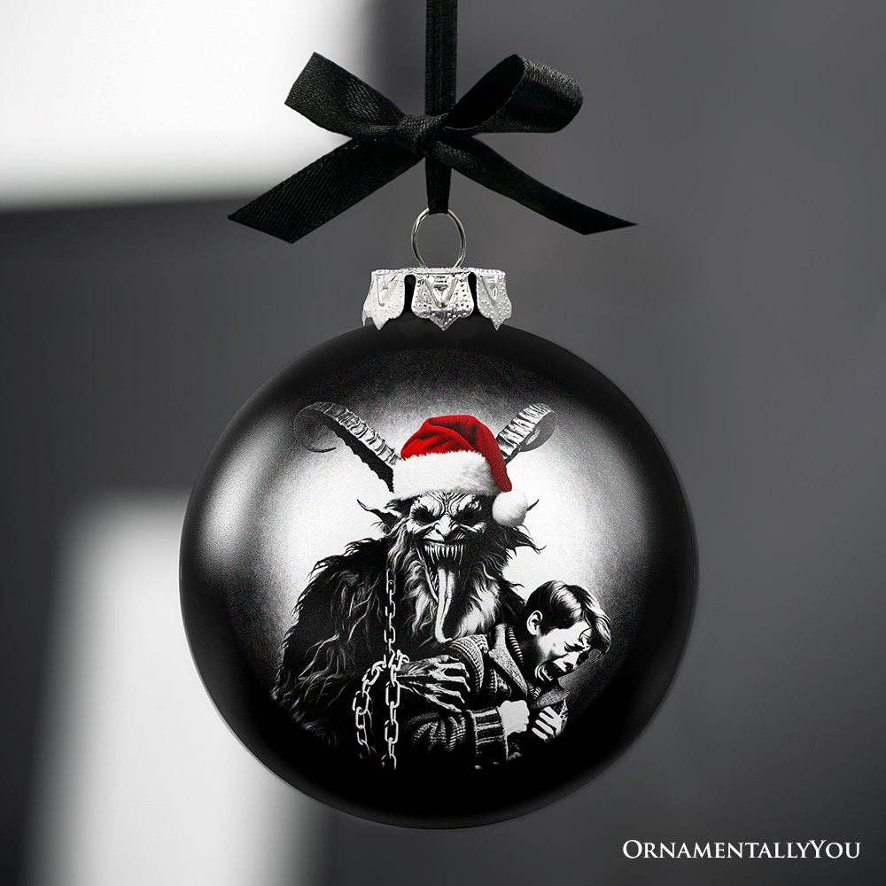 Krampus Christmas Spooky Portrait Glass Ornament