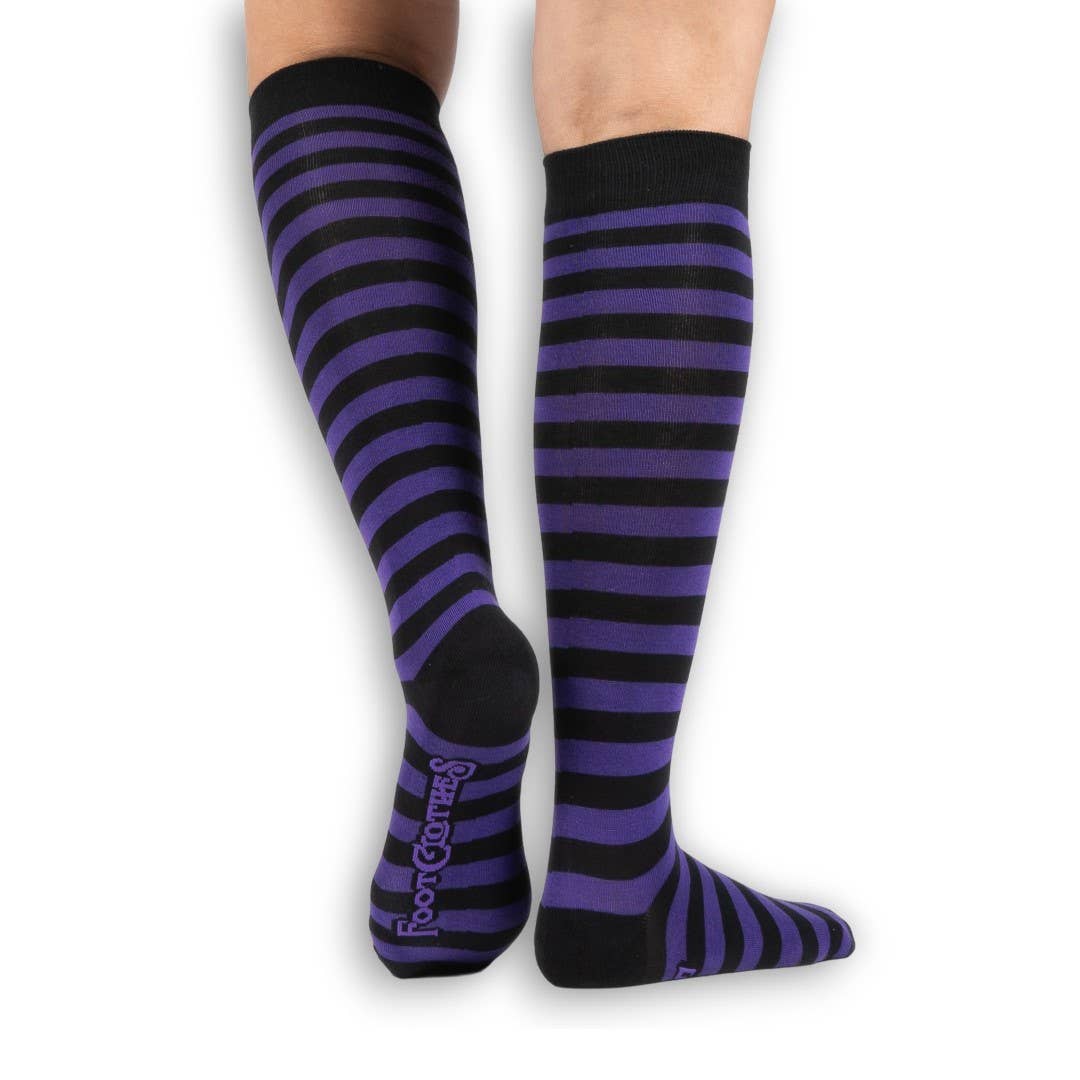 Grape and Black Stripes Knee High Socks