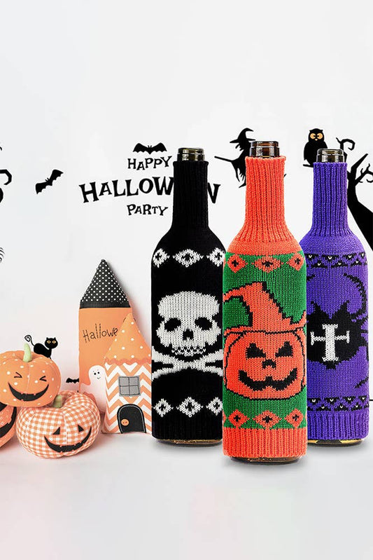 Halloween Home Decor Knitting Wine Bottle Bag Cover