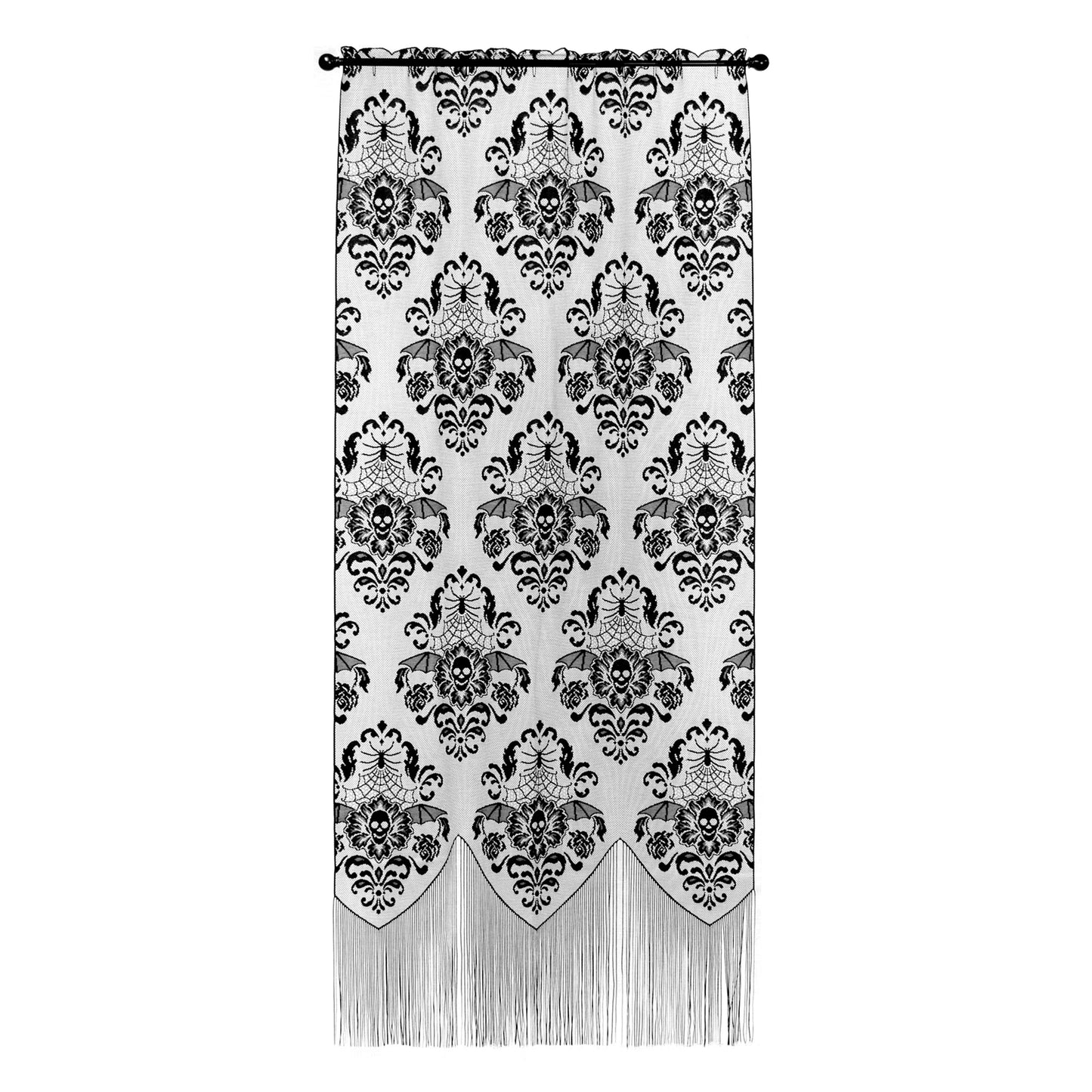 Gothic Damask Skull 38x84 Lace Curtain Panel