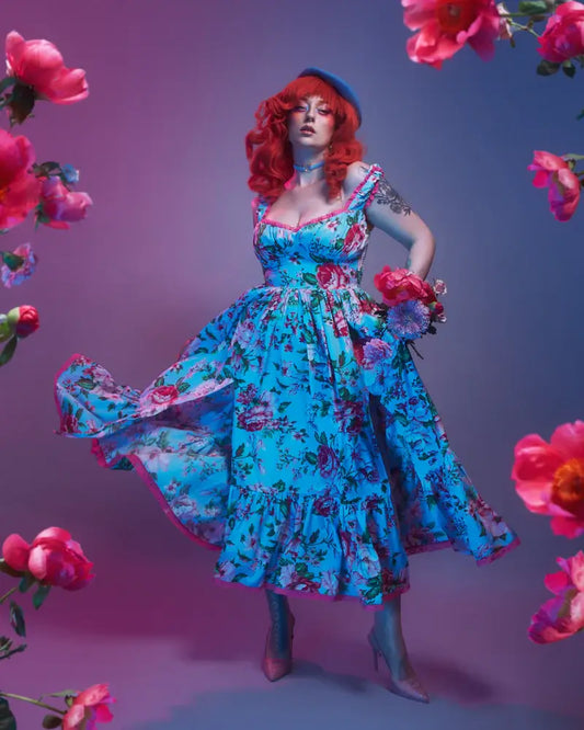 Cosette Maxi Dress in Pink Rose Print