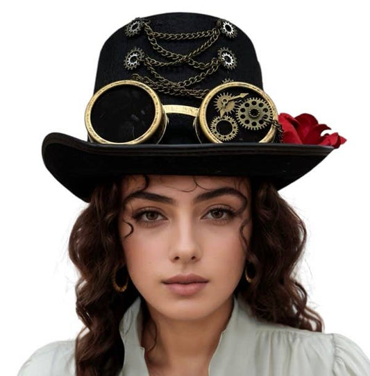 Chain Rose Steampunk Goggles Hat