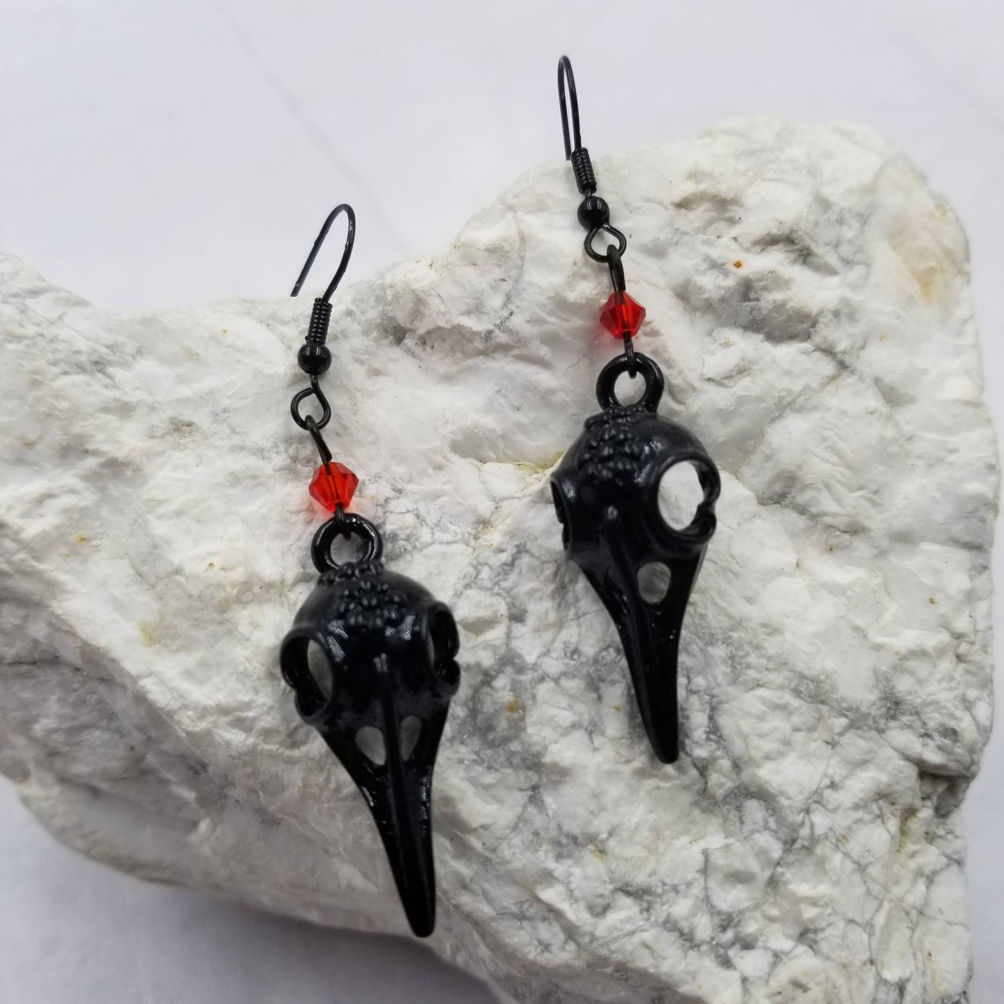 Black Raven Skull Earrings