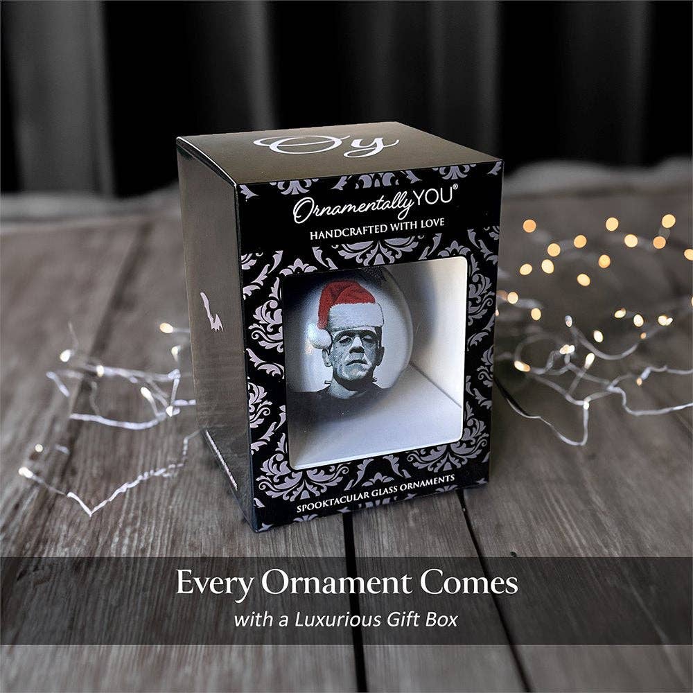 Frankenstein Christmas Spooky Portrait Glass Ornament