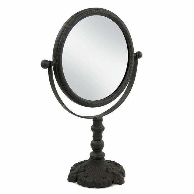 Classic Round Cast Iron Pivoting Vanity Mirror