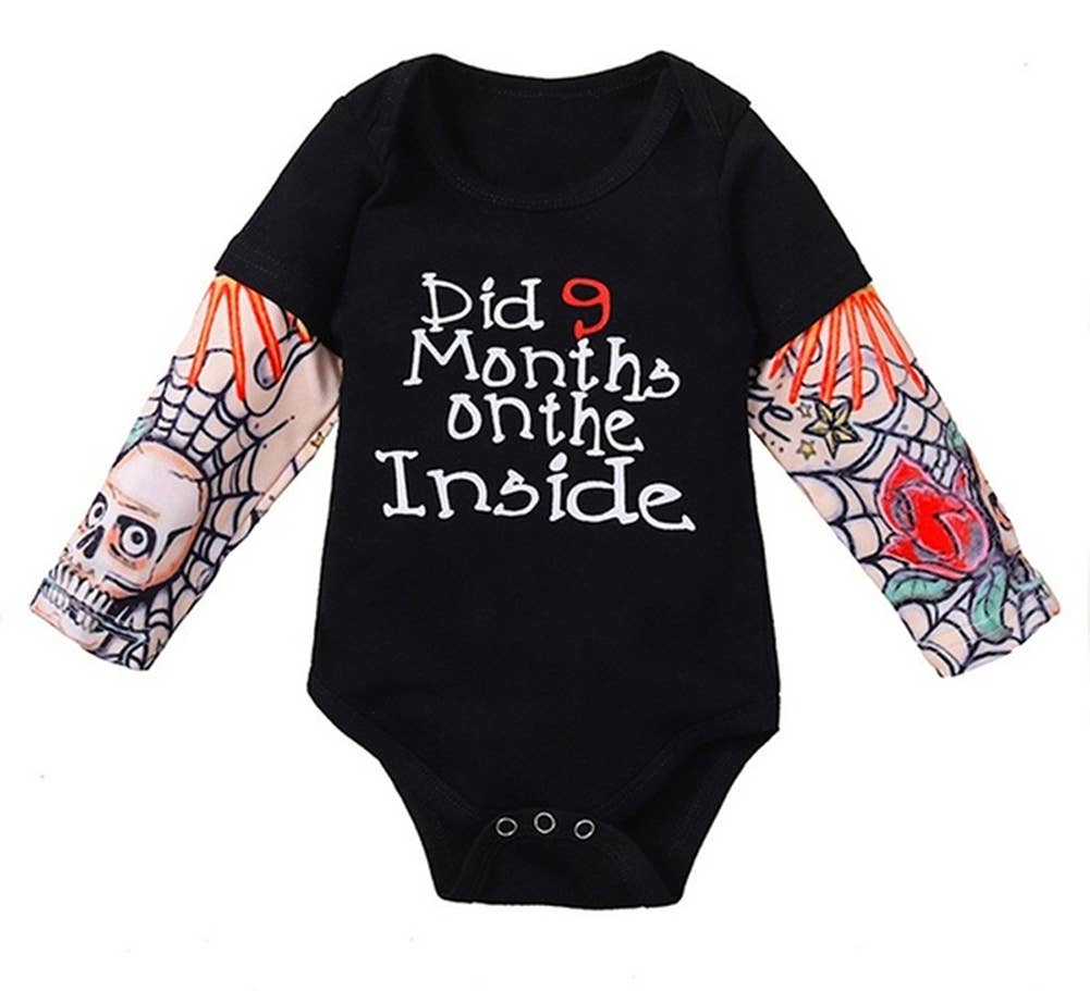 Tattoo Sleeve Black Cotton Baby Jumpsuit Romper