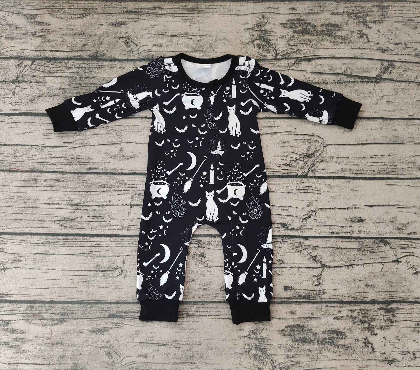 Baby Kids Black Cats Cauldrons Romper