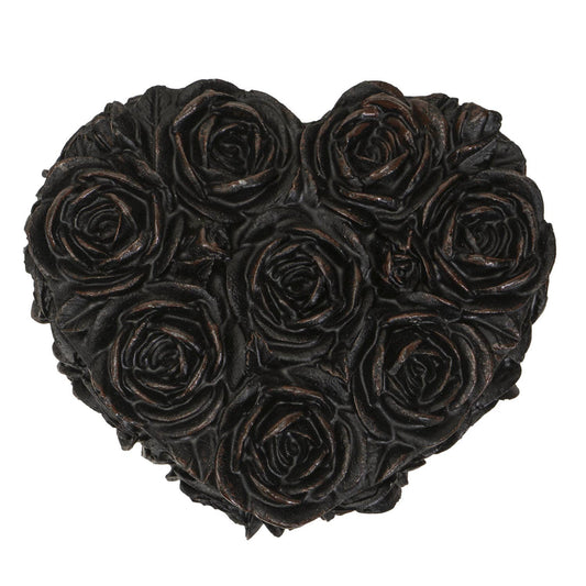 Small Black Roses Heart Box Jewelry Organizer