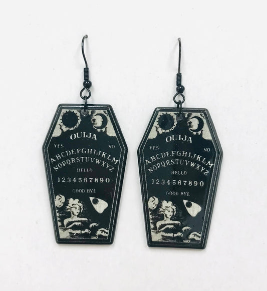 Black Ouija Earrings Horror Goth Black Wire