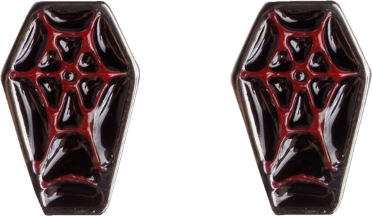 Earrings - Sourpuss -  Red And Black Coffin