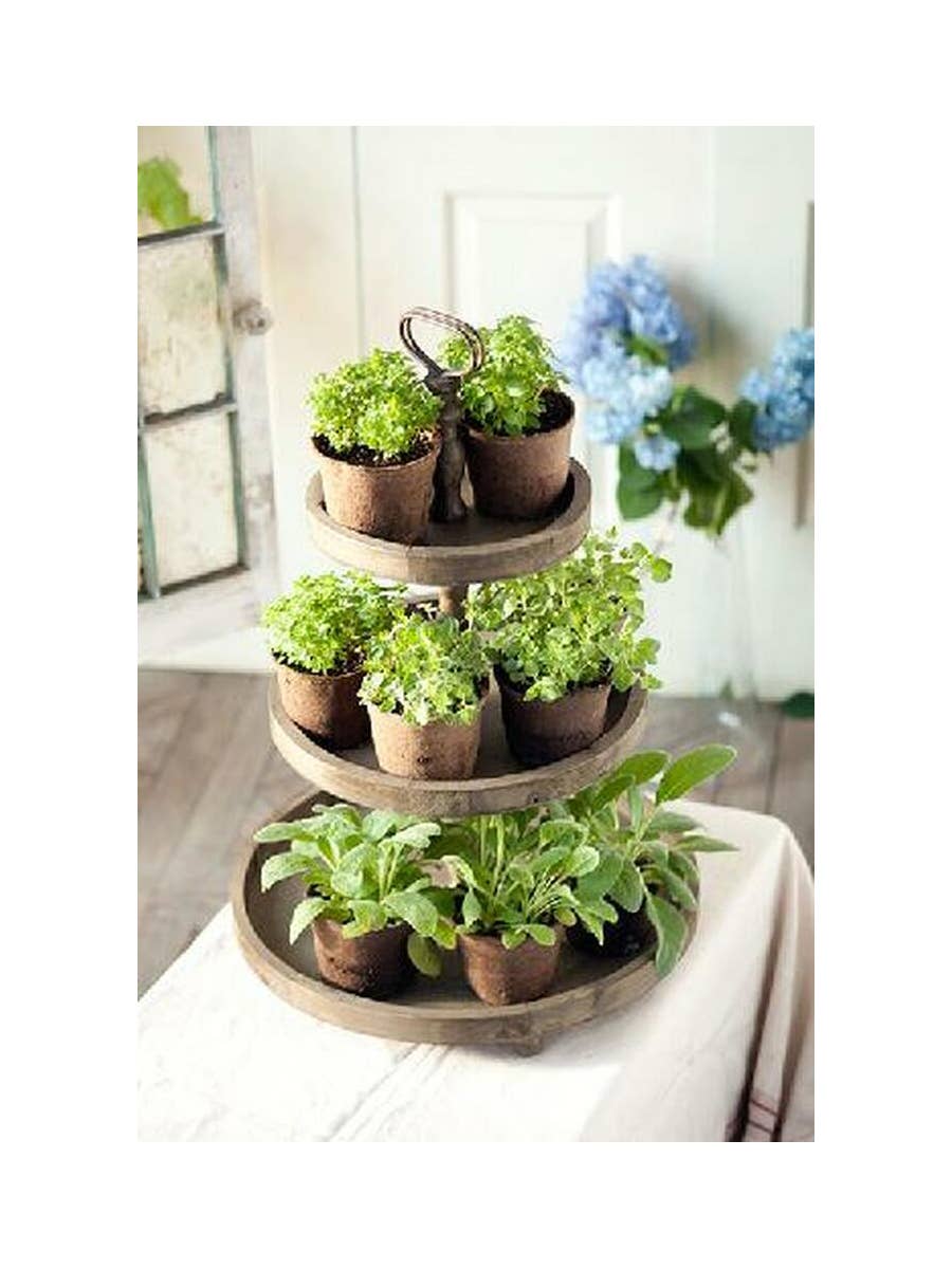 Rustic Recycled Pine 3-Tier Round Display