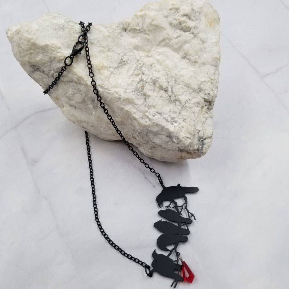 Goth Black Raven Necklace