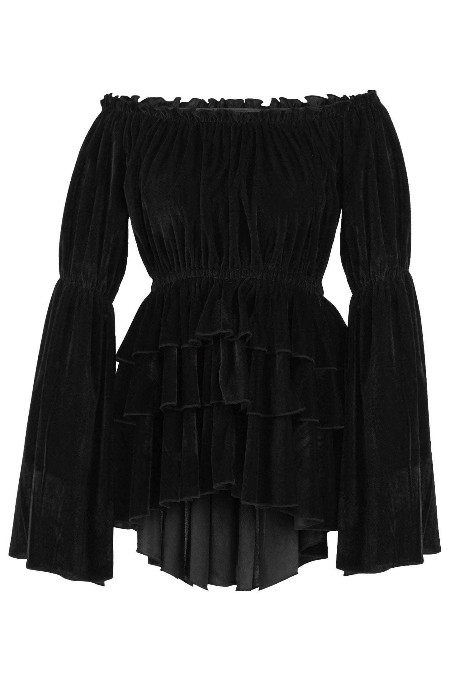 Black Velvet Ruffle Dress