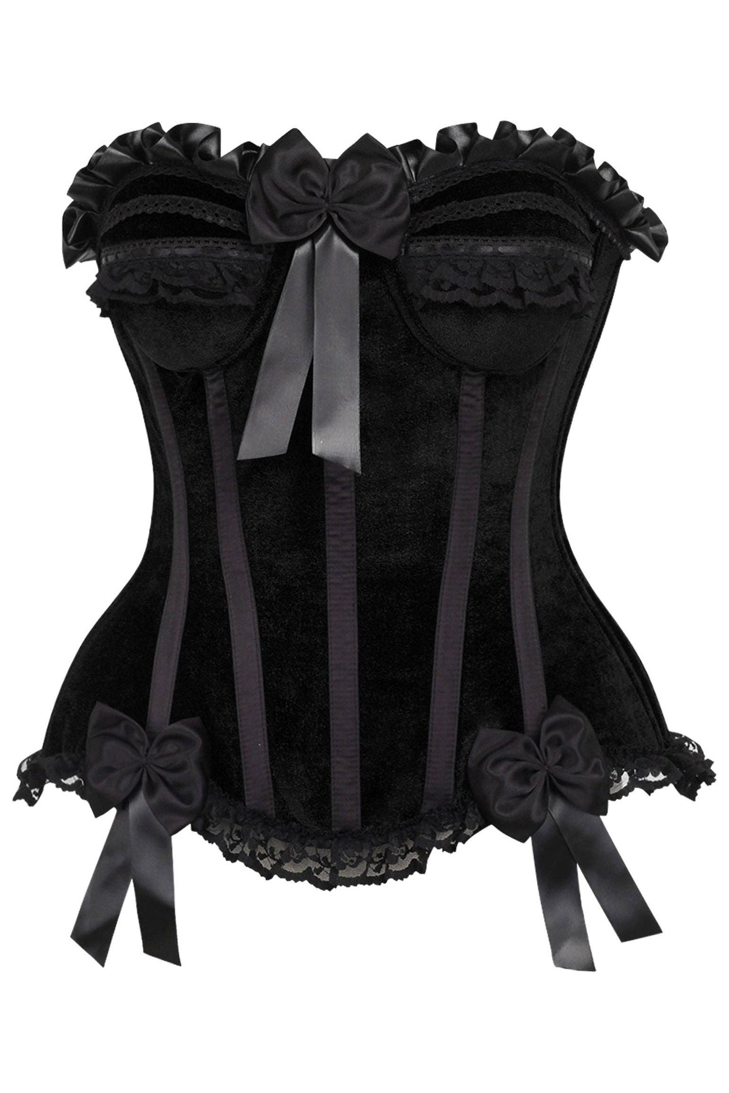 Top Drawer Black Velvet Steel Boned Burlesque Corset