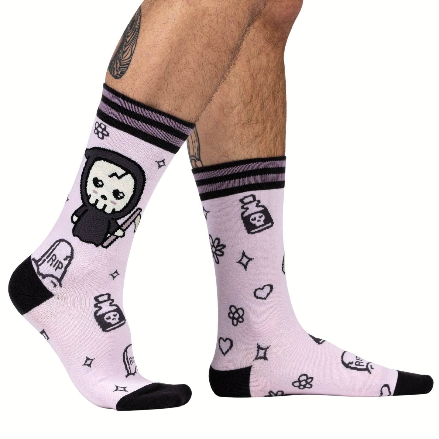 Pastel Goth Grim Reaper Crew Socks