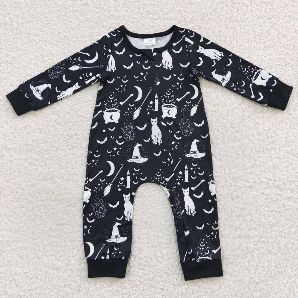 Baby Kids Black Cats Cauldrons Romper