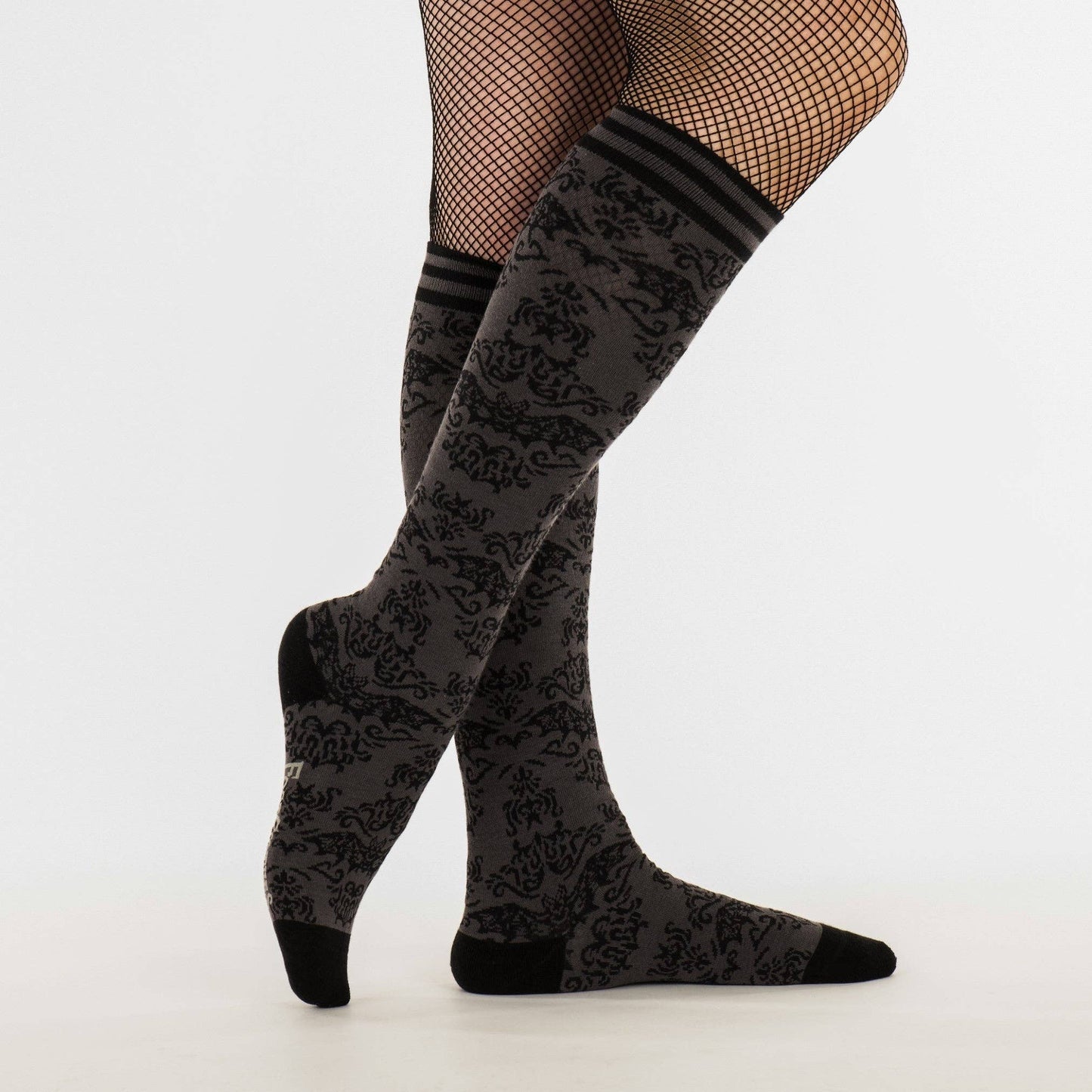 Bat Damask Knee High Socks