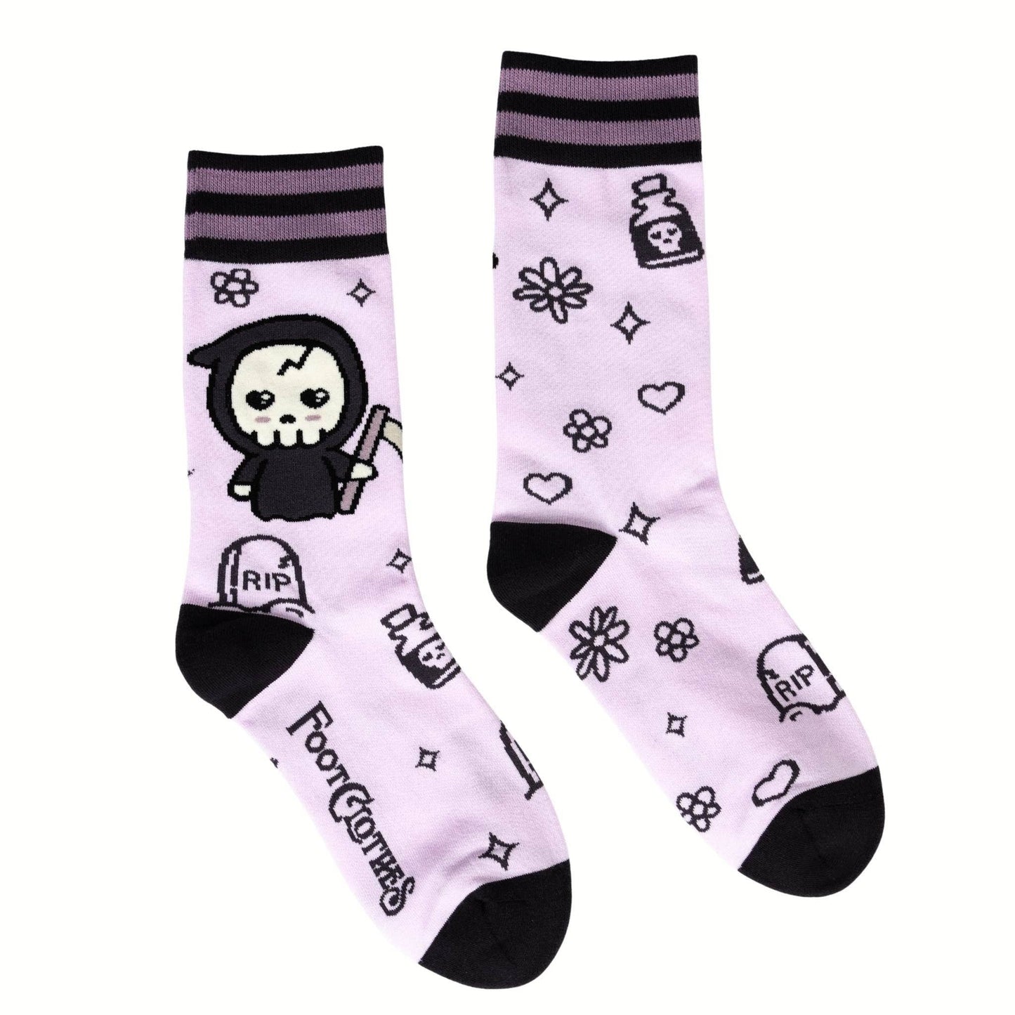 Pastel Goth Grim Reaper Crew Socks