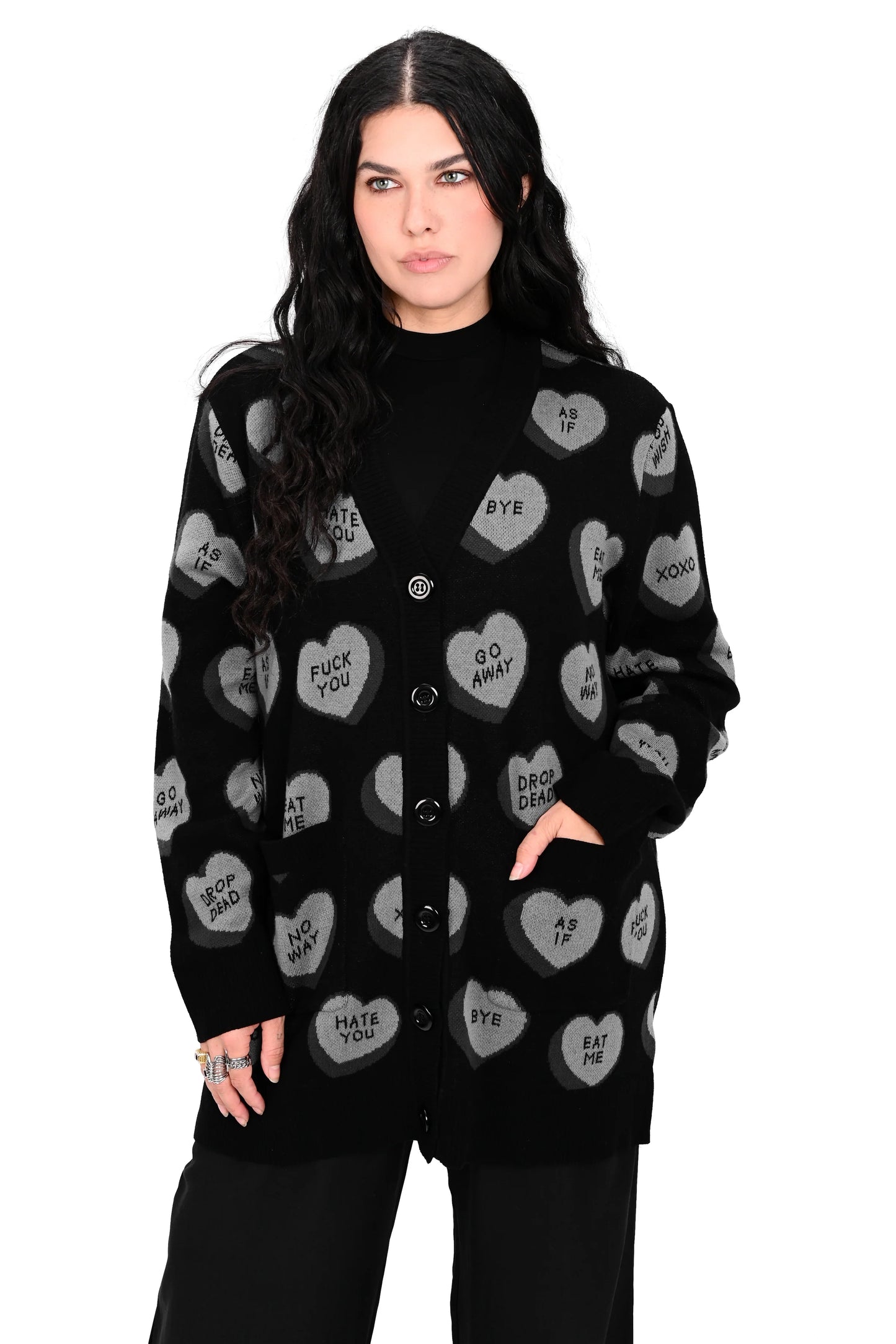 Drop Dead Conversation Hearts Cardigan