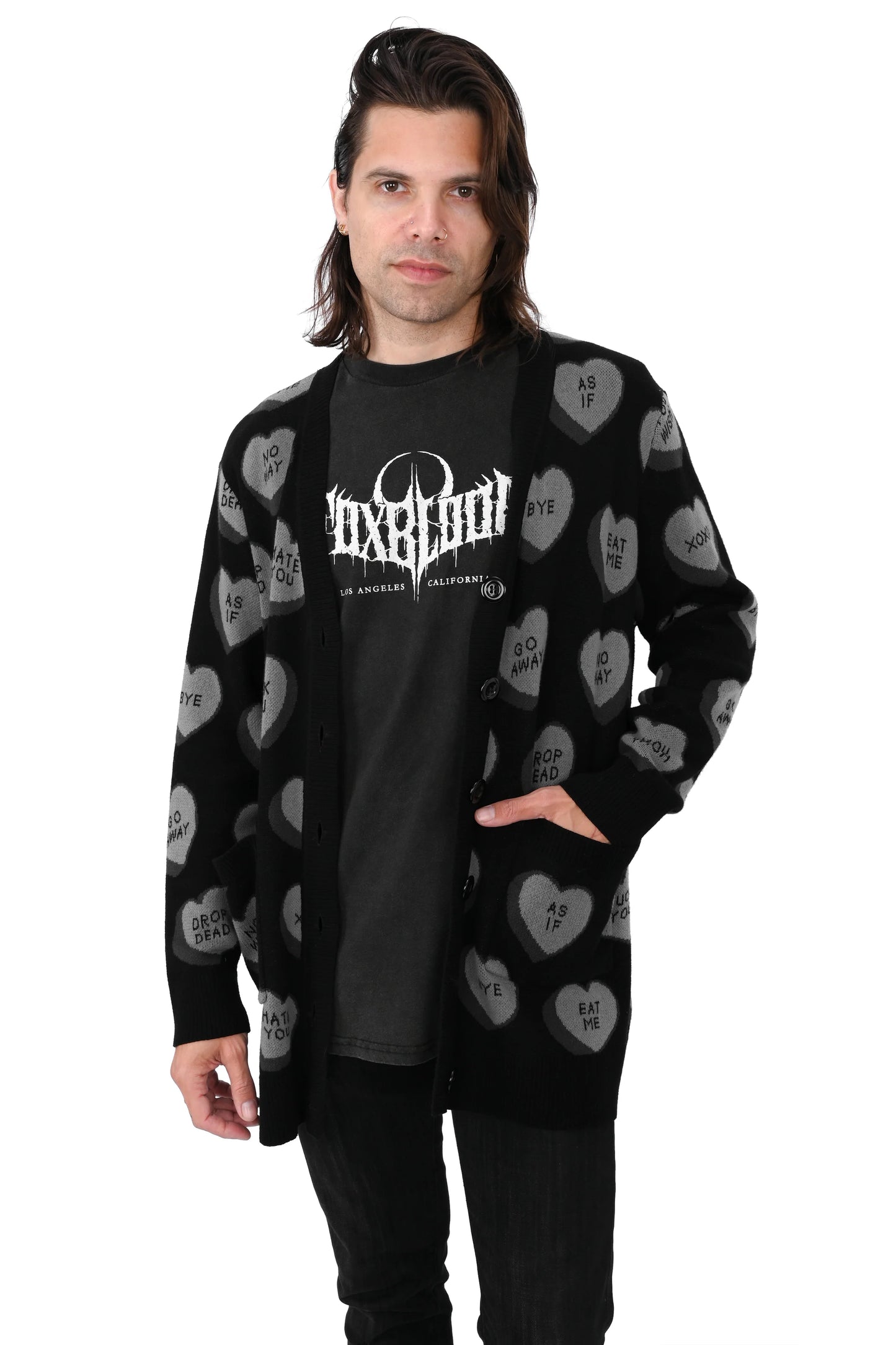 Drop Dead Conversation Hearts Cardigan