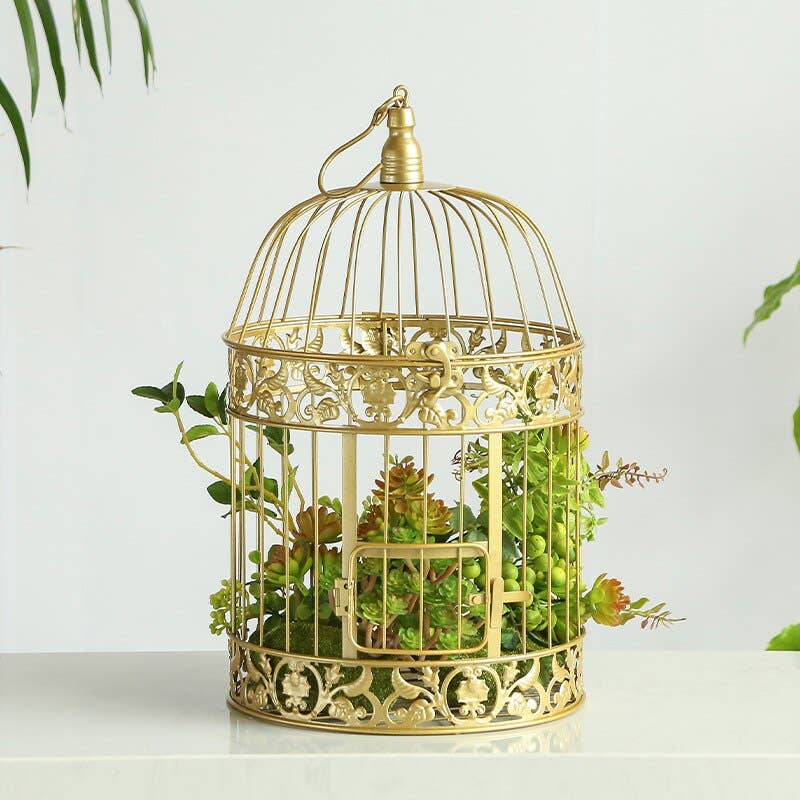 Golden Bird Cage Decoration