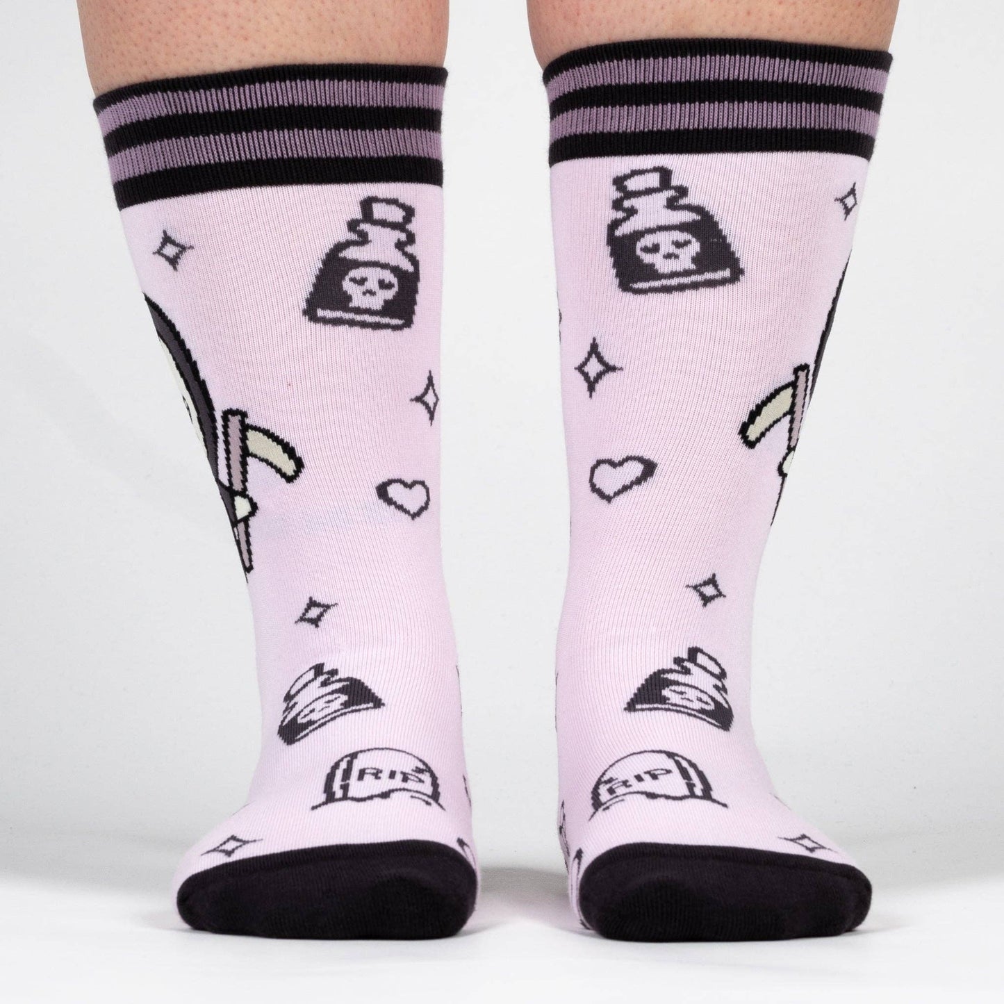 Pastel Goth Grim Reaper Crew Socks