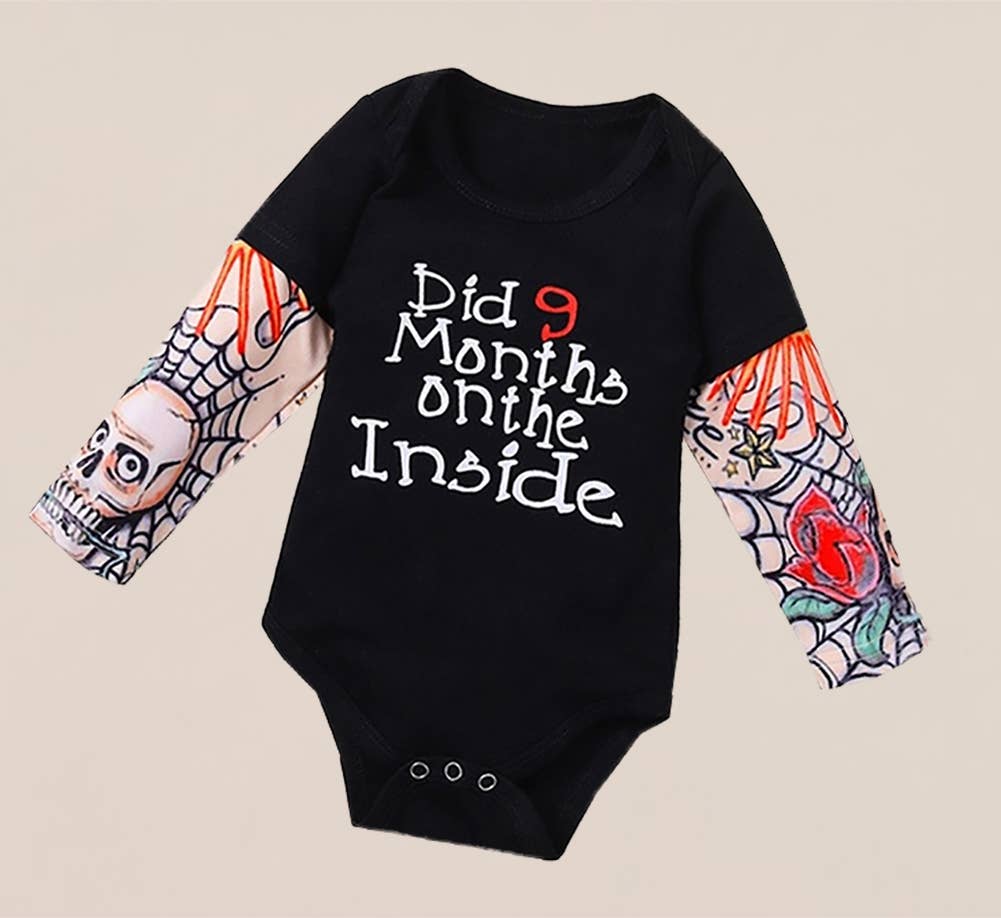 Tattoo Sleeve Black Cotton Baby Jumpsuit Romper