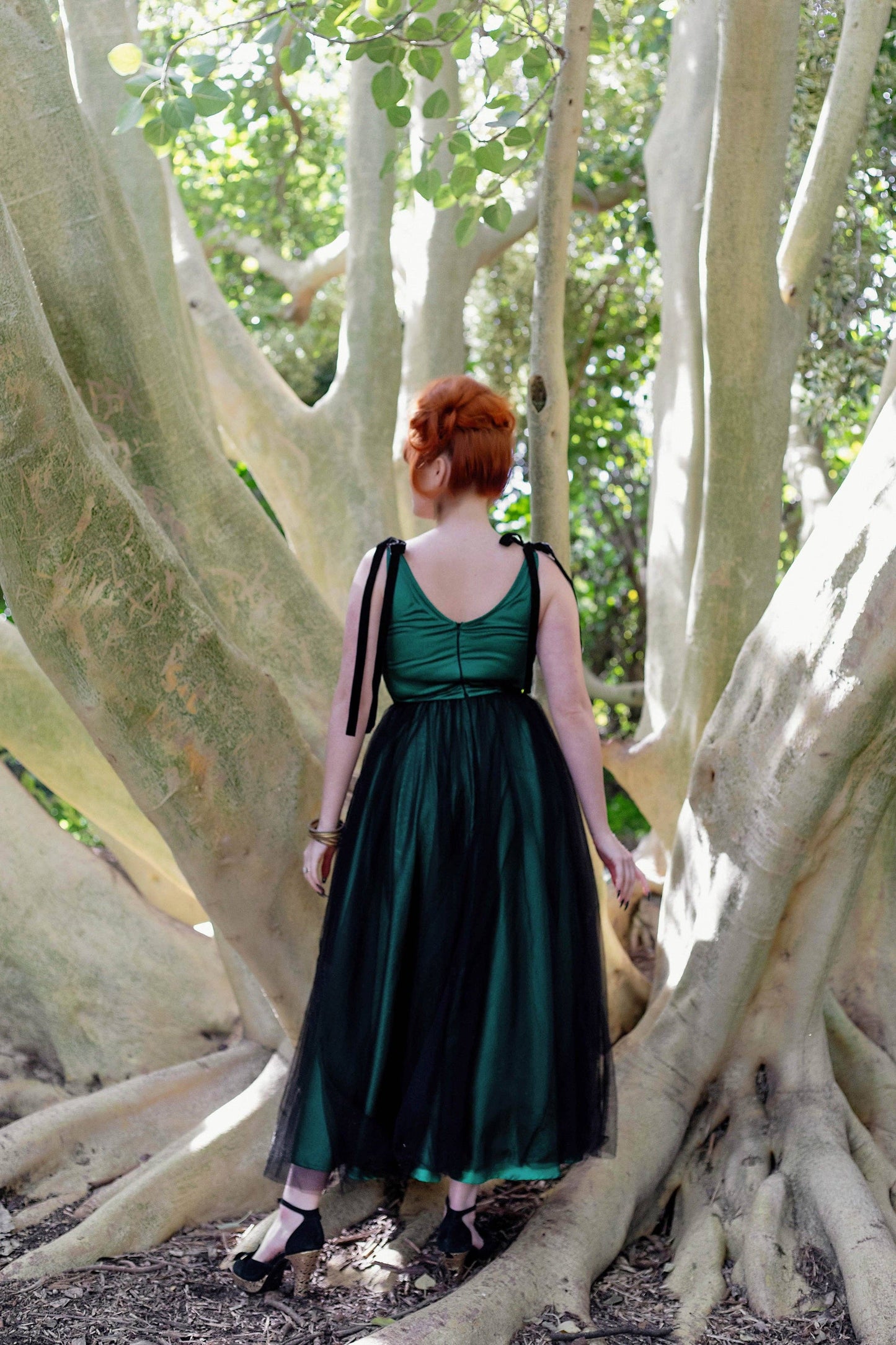 Forest Green Embellished Ribbon Gown