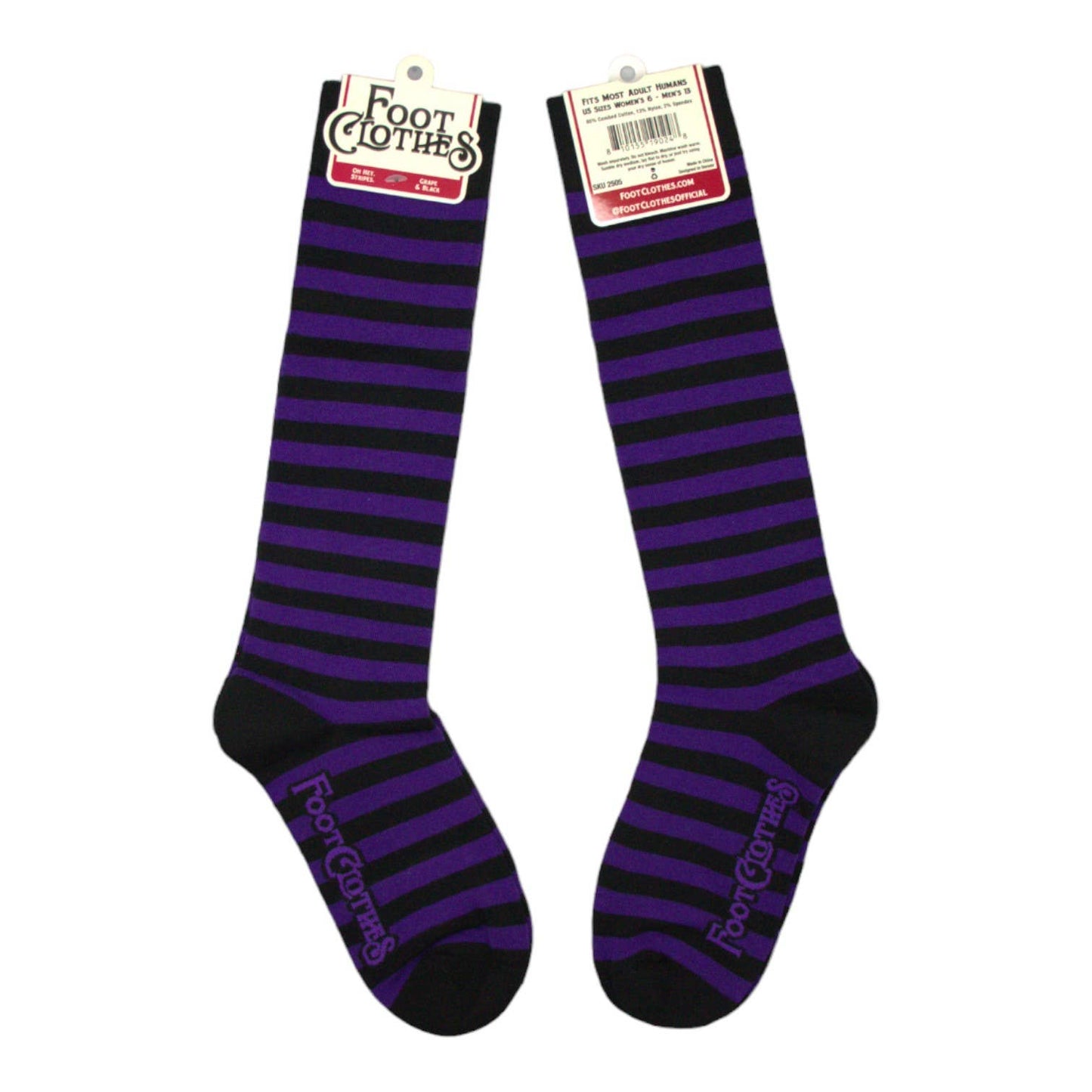 Grape and Black Stripes Knee High Socks