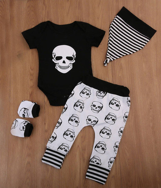 Black & White Skull 5pcs Baby Outfit