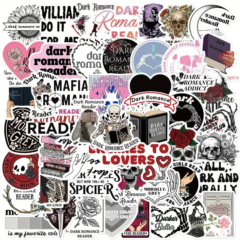 Gothic Charm: Dark Romance Reader Stickers, Perfect DIY tool