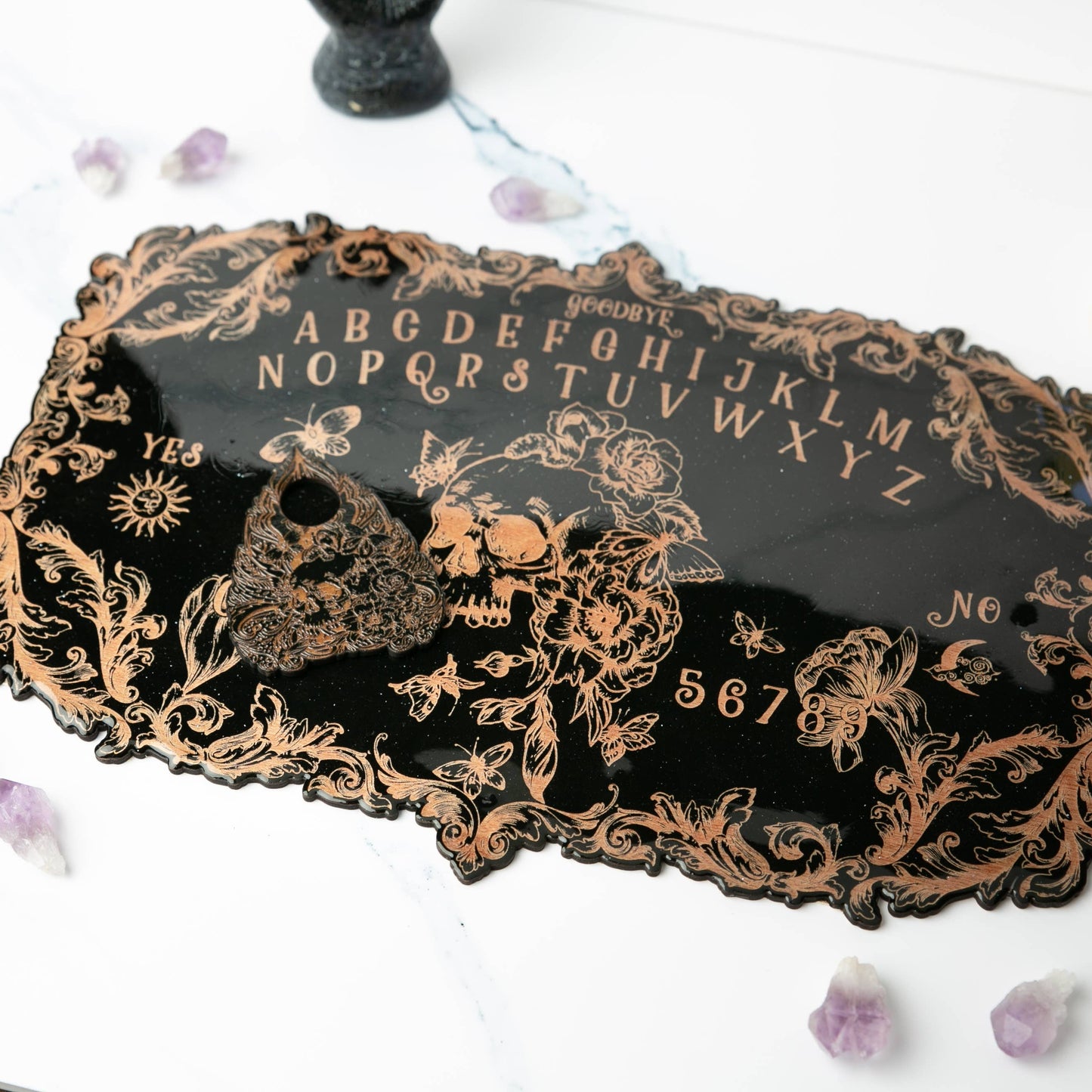 Floral Skull Spirit Board Black