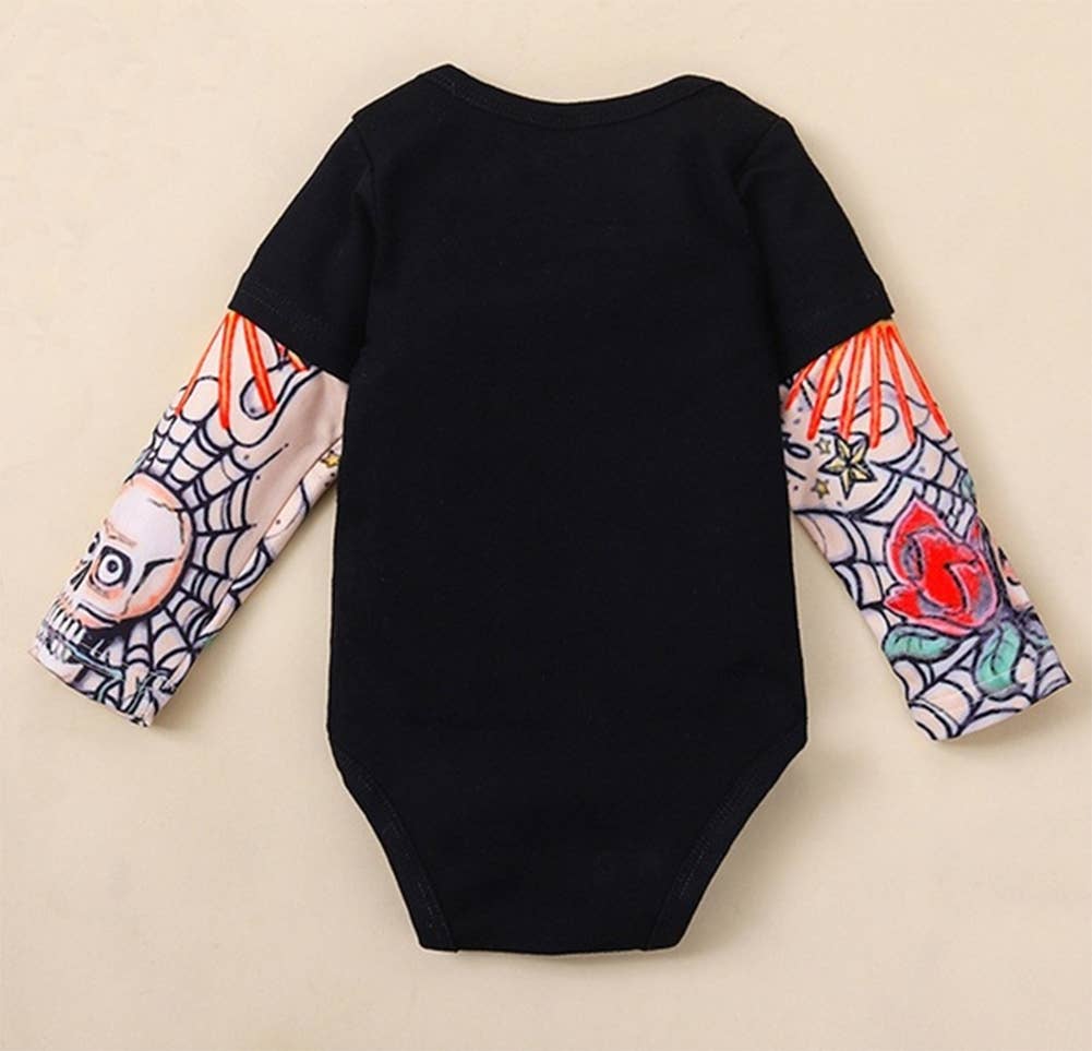 Tattoo Sleeve Black Cotton Baby Jumpsuit Romper