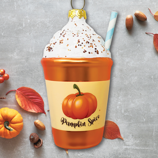 Fall Inspired Pumpkin Spice Latte Glass Christmas Ornament