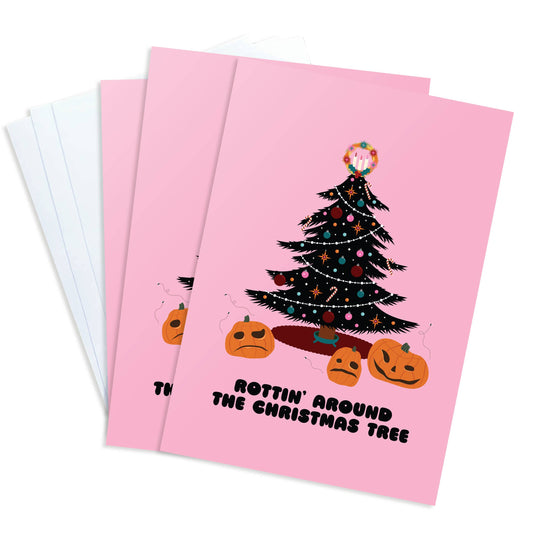 Rottin' Around The Christmas Tree Spooky Holiday Card
