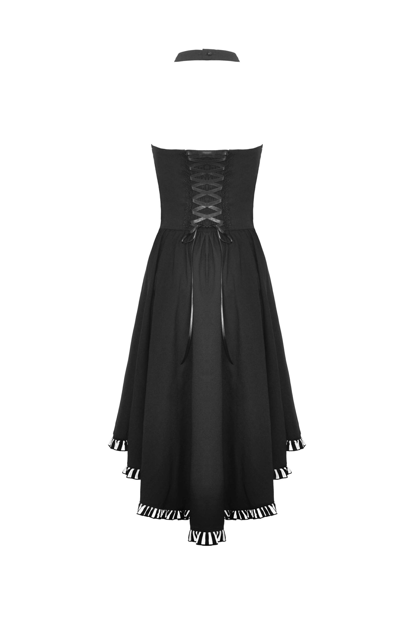 Black cross necktie striped prom high low dress