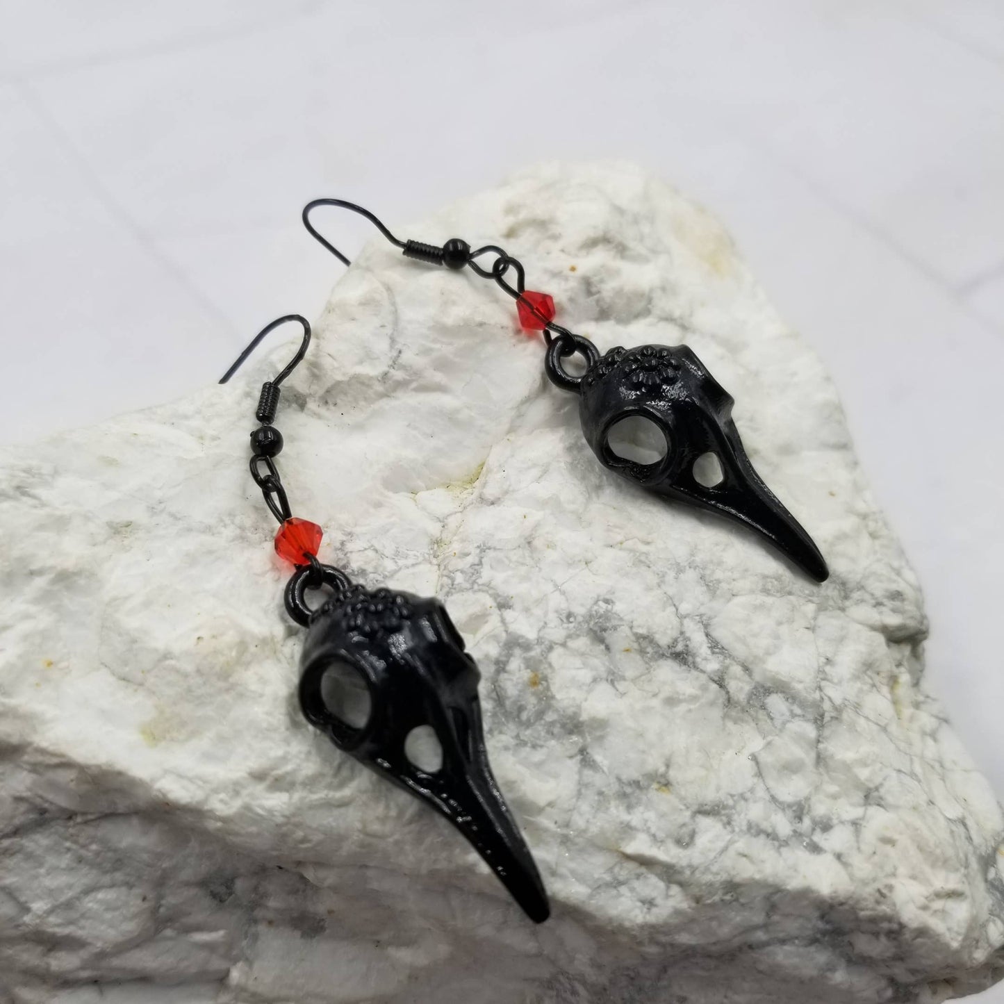 Black Raven Skull Earrings