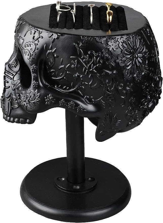 Skull﻿ Ring Holder 8" H- Skull Decor, Organizer