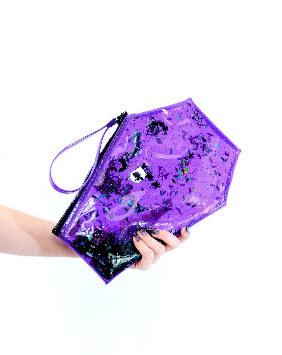 Too Cute to Spook Liquid Glitter Coffin Clutch